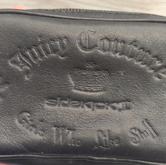 Juicy Couture Rare Vintage Small Makeup Cosmetics and Toiletry Bag Black Leather - Picture 2 of 5